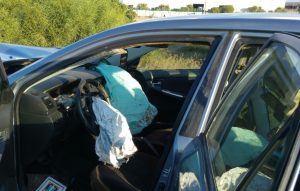 כרית האוויר במכוניתו של יותם וייסברג ז"ל לאחר התאונה. צילום: איחוד הצלה באדיבות פלאשנט