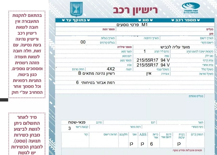 כך תוכלו להדפיס עותק בחינם ובלי טובות של משרד התחבורה