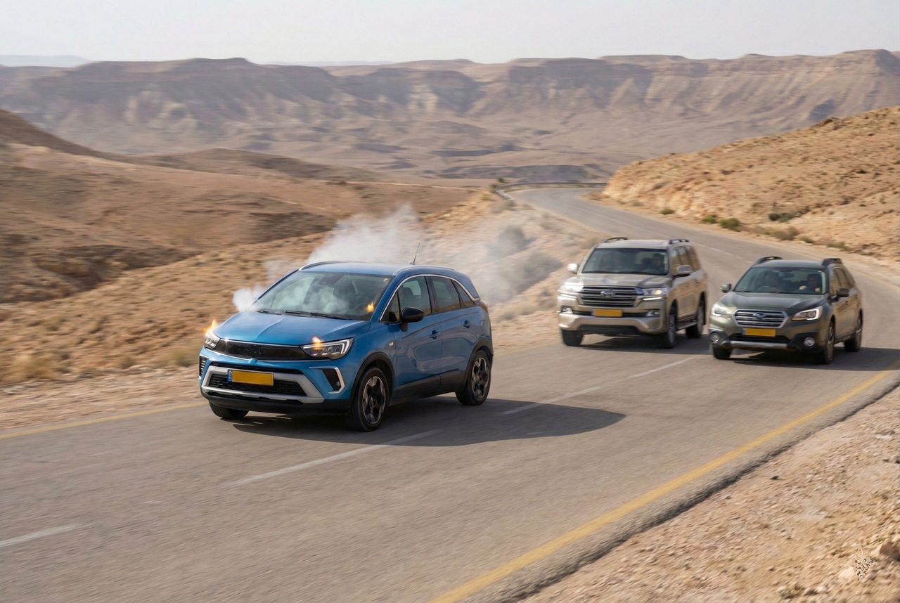 אתם נוסעים עם כל המשפחה ברכב על כביש 40 בעליות לכיוון מצפה רמון. לפתע פתאום המנוע לא סוחב, ולוח המכשירים נראה צבעוני ומנצנץ כמו עץ חג המולד.