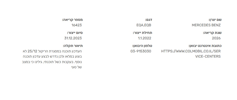 גילינו כי במצב של טעינה גבוהה במיוחד של סוללת המתח הגבוה ברכב, לא ניתן לשלול את קיומו של סיכון להתלקח