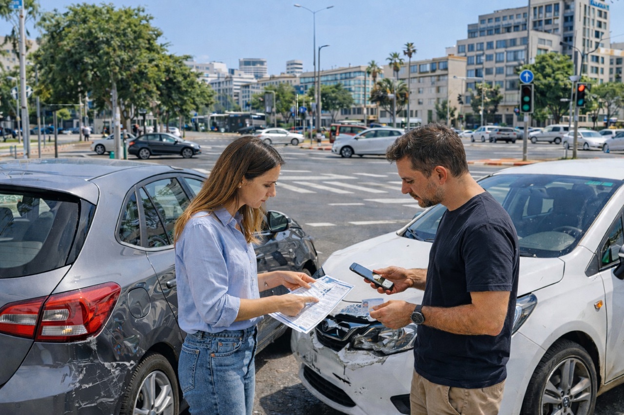 הנהג הפוגע מכחיש את אשמתו או מסרב למסור פרטים? כל מסלולי הפעולה - ירוק, צהוב, אדום
